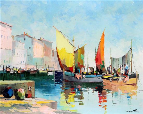§ Cecil Rochfort DOyly-John (1906-1993) Fishing boats in a French harbour 15.5 x 19.5in.